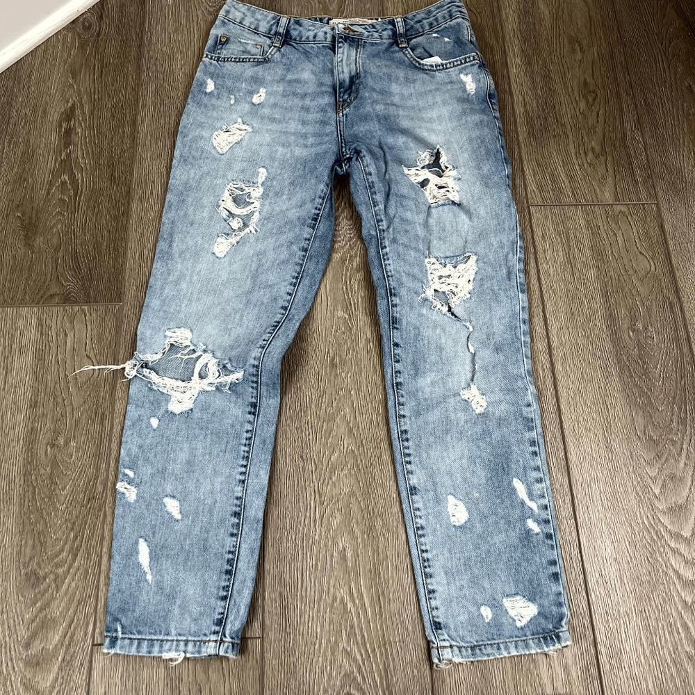 Zara‎ Premium Wash Trafaluc Blue Distress Jeans Size 4